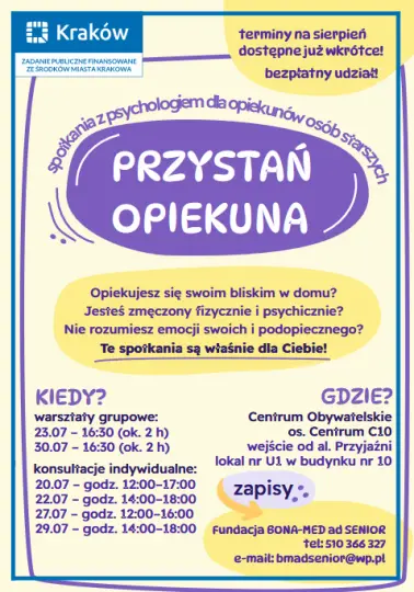 Bezpłatne wsparcie psychologiczne dla opiekunów seniorów w Krakowie