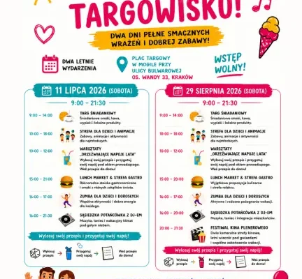 Letnie wydarzenia na targowisku przy ul. Bulwarowej w Nowej Hucie
