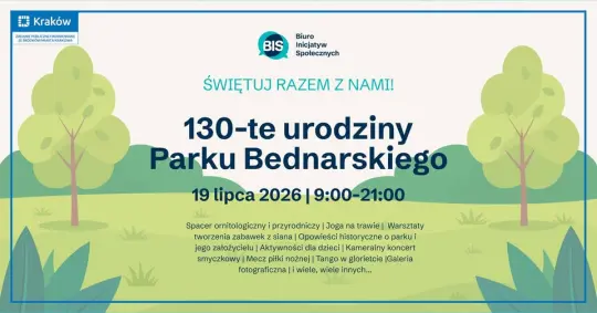 Park Bednarskiego w Krakowie świętuje 130-lecie – bogaty program na niedzielę