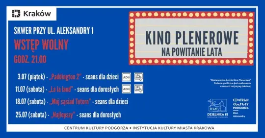 Bieżanowskie Kino Plenerowe – cztery bezpłatne seanse w lipcu