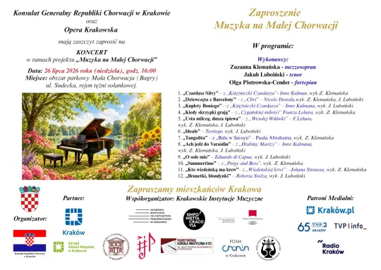 Koncert operowy w Parku Mała Chorwacja już w niedzielę