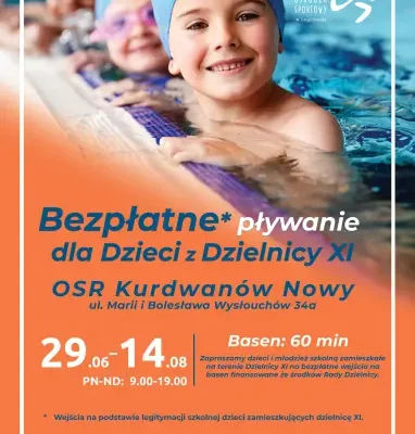 Bezpłatne pływanie dla dzieci z Podgórza Duchackiego – akcja potrwa do 14 sierpnia