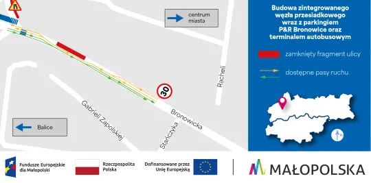 Budowa P&R Bronowice: od czwartku zmiany na ul. Bronowickiej