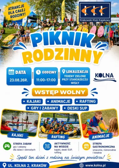 Piknik Rodzinny na Kolnej: kajaki, SUP i animacje dla całych rodzin