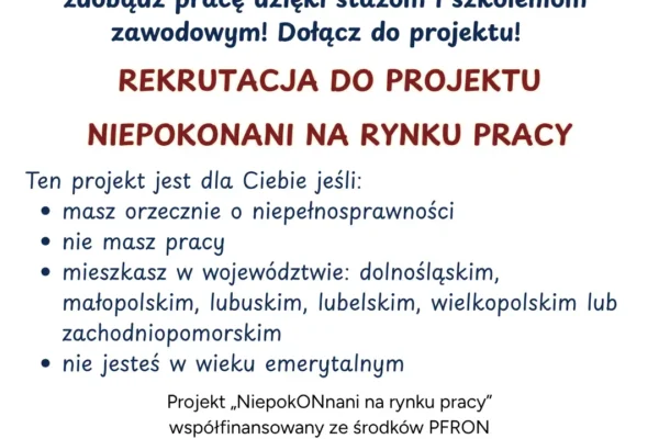 „NiepokONani na rynku pracy” – nowy projekt aktywizacji zawodowej osób z niepełnosprawnością