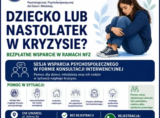 Kraków: bezpłatne wsparcie psychologiczne dla dzieci i młodzieży w kryzysie