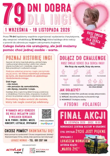 Kraków: Ruszyła akcja charytatywna „79 Dni Dobra dla Ingi” – pomoc dla 10-latki