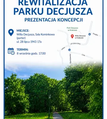 Mieszkańcy zdecydują o przyszłości Parku Decjusza – spotkanie w Willi Decjusza