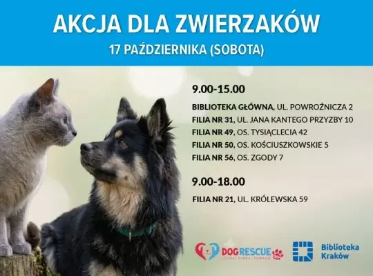 Kraków: oddaj dary dla zwierząt i odbierz książkę. Zbiórka w bibliotekach
