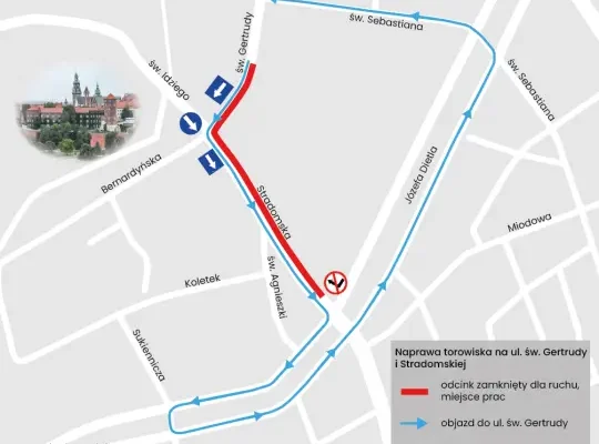 Kraków: od 5 października remont torowiska przy Wawelu – zmiany w ruchu