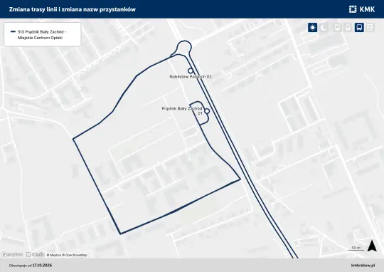 Kraków: linia 513 zmienia trasę przez nowy układ ulic na Prądniku Białym